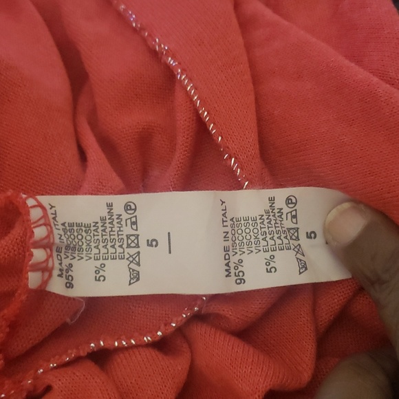 CT883 Orange Oversized V-neck Long Sleeve Blouse with Gold Trim S - Picture 4 of 4